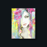 Celestial Vision Girl im Sterne Pop Fantasy Art Leinwanddruck<br><div class="desc">"Celestial Vision" © Molly Harrison 2012 Von meiner ursprünglichen Aquarell-,  Tinte- und Acrylmalerei. www.mollyharrisonart.com</div>