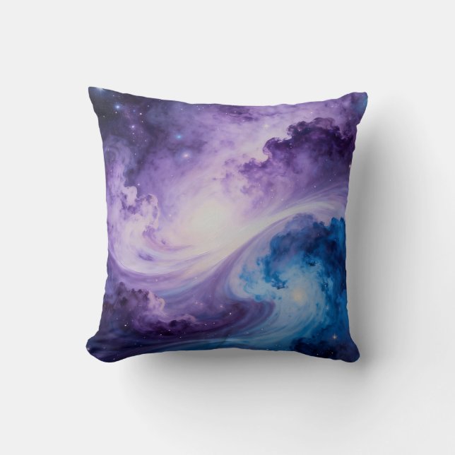 Celestial Vortex: Indigo und Amethyst Kissen (Vorderseite)