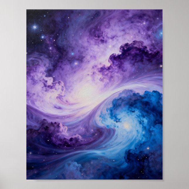 Celestial Vortex: Indigo und Amethyst Poster (Vorne)