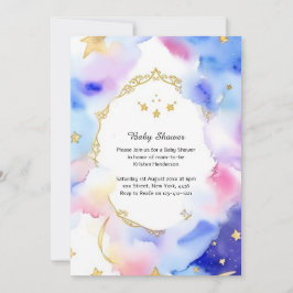 Celestial Watercolor Babydusche Einladung