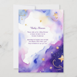 Celestial Watercolor Babydusche Einladung