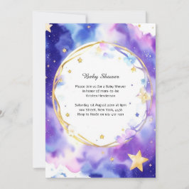Celestial Watercolor Babydusche Einladung