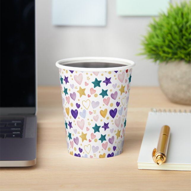 Celestial Watercolor Hearts Pappbecher (InSitu)