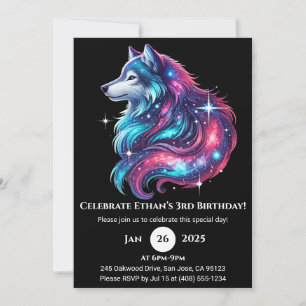 Celestial Wave Wolf zum Geburtstag Einladung