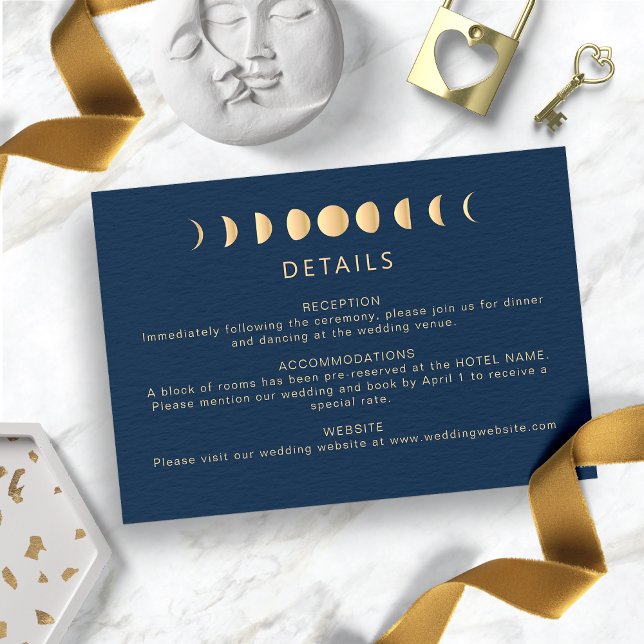Celestial Wedding Begleitkarte (Navy Blue and Gold Celestial Wedding Enclosure Card
)