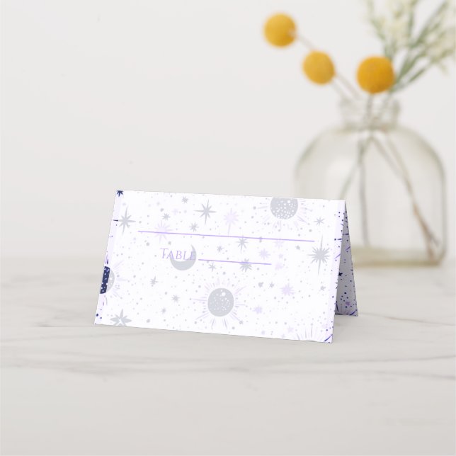 Celestial Wedding Folded Platzkarte (Vorderseite)