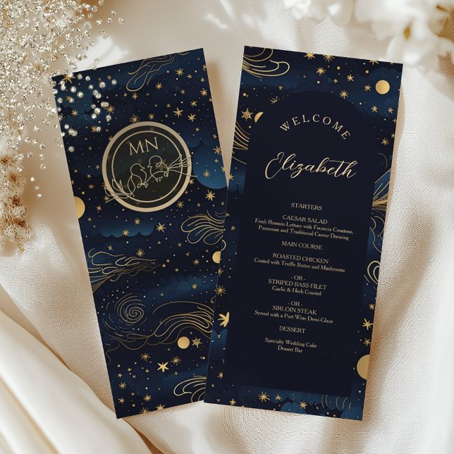 Celestial Wedding Menu mit Gast Name Menükarte (Von Creator hochgeladen)