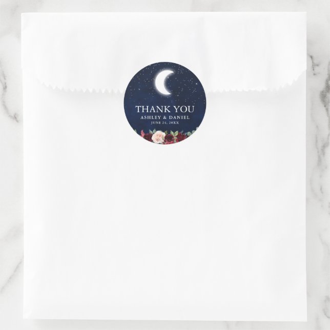 Celestial Wedding Moon Stars Vielen Dank Runder Aufkleber (Tasche)