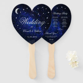 Celestial Wedding Program Moon Stars & Kalligraphi Fächer