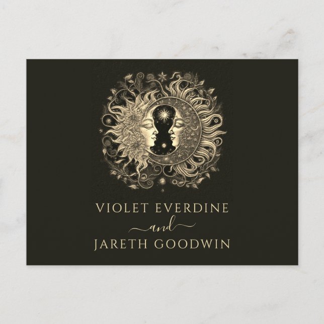 Celestial Wedding RSVP Postcard Postkarte (Vorderseite)