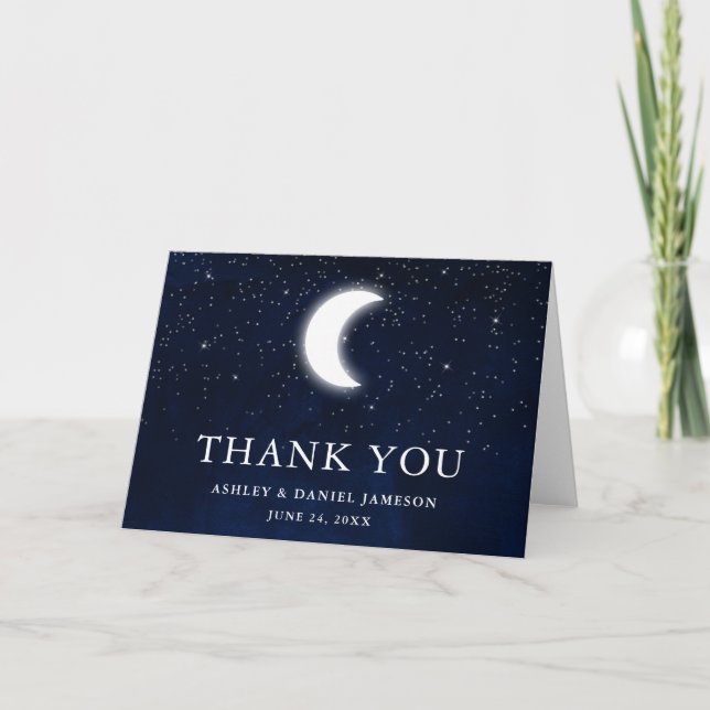 Celestial Wedding Sky Moon Stars Falten Dankeskarte (Vorderseite)