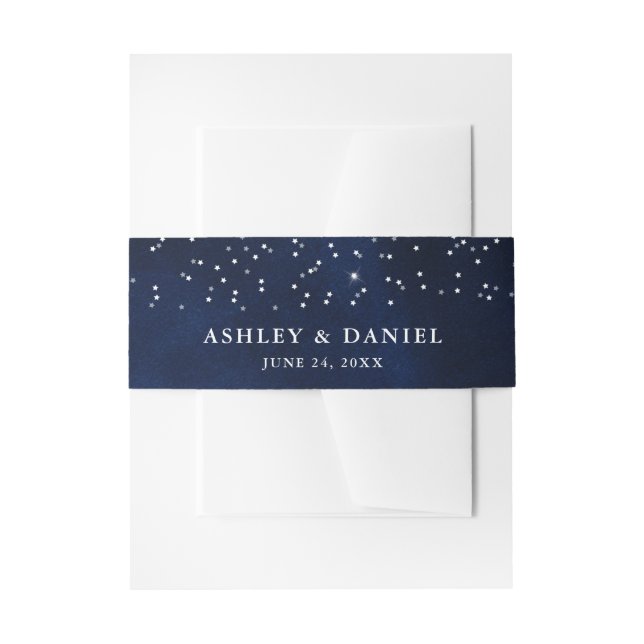 Celestial Wedding Watercolor Blue Sky Stars Einladungsbanderole (Vorderseite Beispiel)