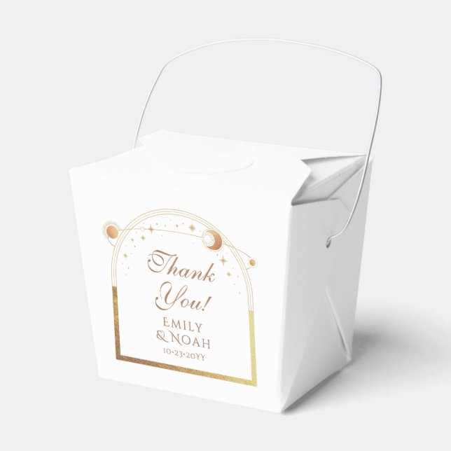 Celestial White Gold Sun Moon Stars Hochzeit Geschenkschachtel (Vorderseite)