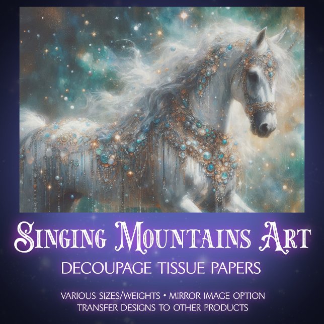 Celestial White Horse Magic Decoupage Seidenpapier (Von Creator hochgeladen)