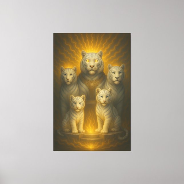 Celestial White Tiger Dynasty – Golden Divine Fami Leinwanddruck (Vorderseite)