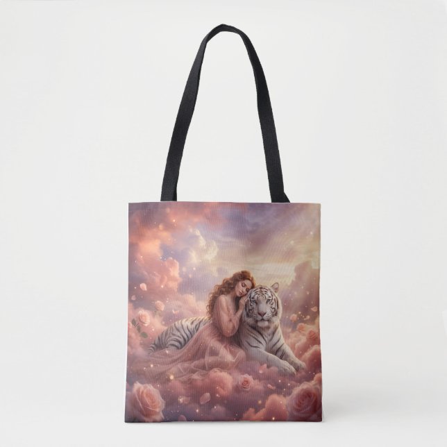 Celestial White Tiger Fantasy Tote Bag Tasche (Vorderseite)