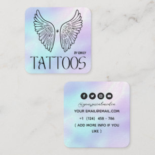 Celestial Wings Tattoo-Salon Holografisch Quadratische Visitenkarte