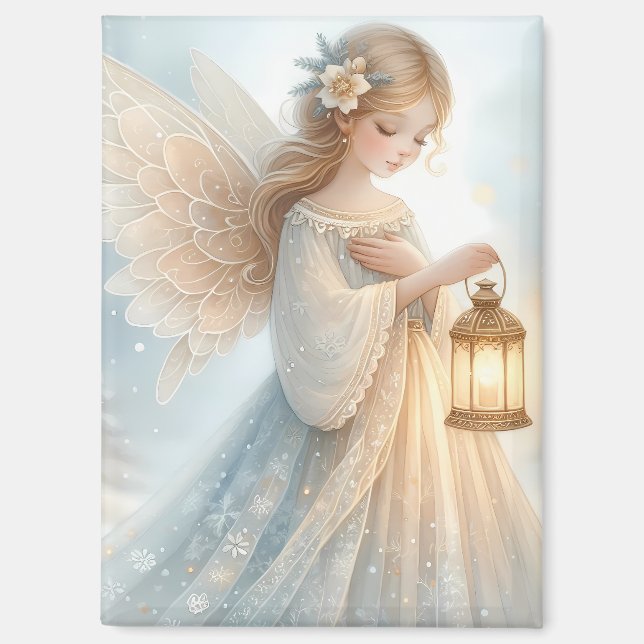 Celestial Winter Angel Lantern of Comfort Magnet (Vorderseite)