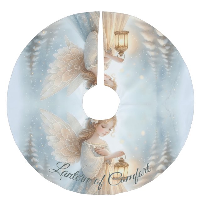 Celestial Winter Angel Lantern of Comfort Polyester Weihnachtsbaumdecke (Vorderseite)