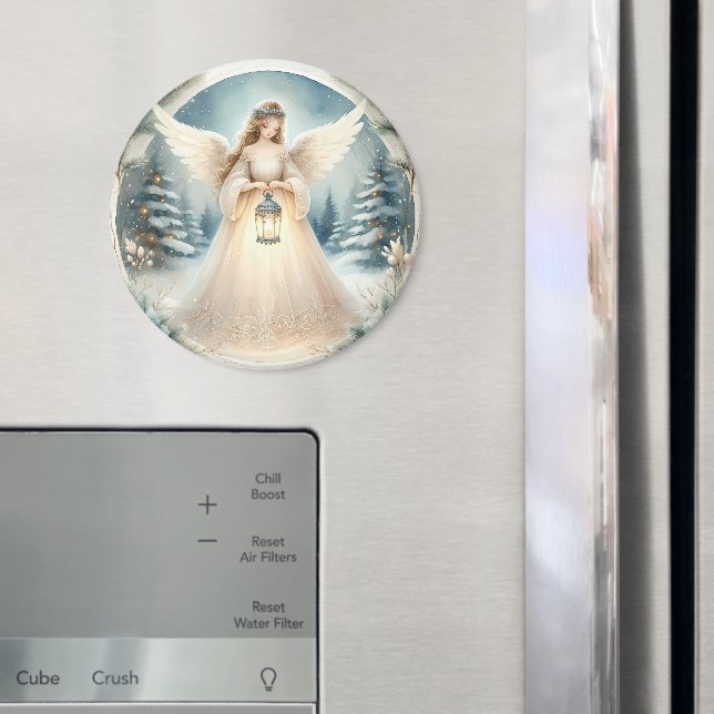 Celestial Winter Angel Lantern of Hope Magnet (In Situ (Kühlschrank))