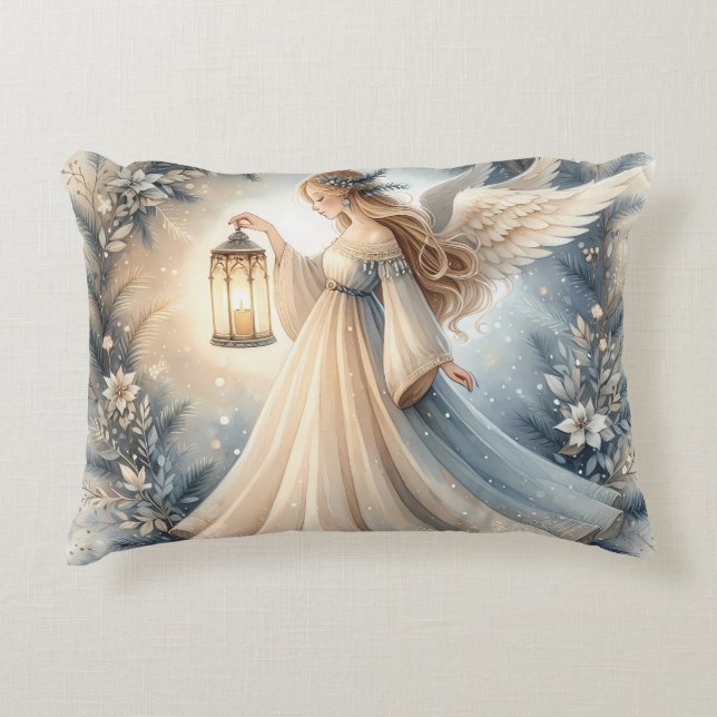 Celestial Winter Angel Lantern of Peace Dekokissen (Vorderseite)