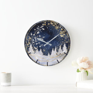 Celestial Winter Elegance Große Wanduhr