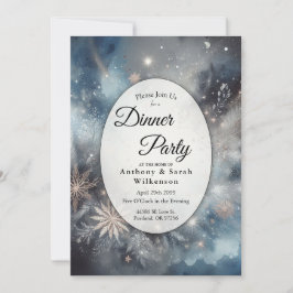 Celestial Winter Mitternacht Sparkle Dinner Party Einladung