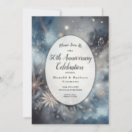 Celestial Winter Mitternacht Sparkle Jubiläum Einladung