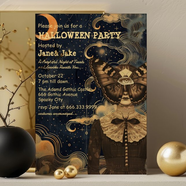 Celestial Witchy Collage Adult Halloween-Party Einladung (Von Creator hochgeladen)