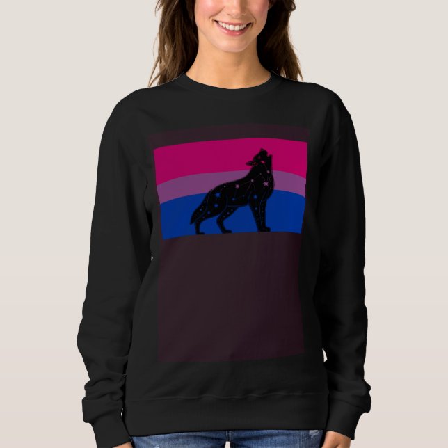 Celestial Wolf Bisexual Pride Flag Tribal Galaxy A Sweatshirt (Vorderseite)