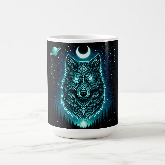Celestial Wolf – Cosmic Howl Wildlife Galaxy Kaffeetasse (Mittel)