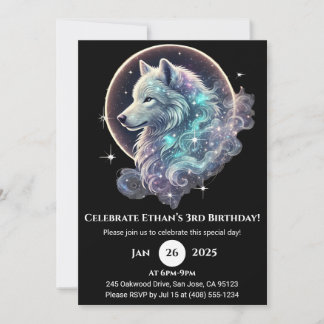 Celestial Wolf Moon Birthday Einladung