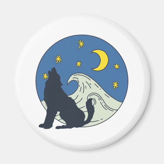 Celestial Wolf Mystical Art Magnet (Vorne)
