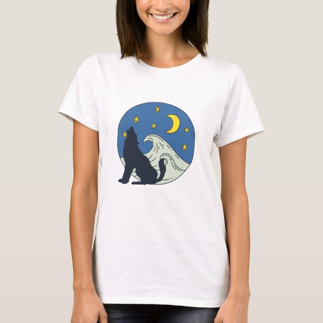 Celestial Wolf Mystical Art T-Shirt (Vorderseite)