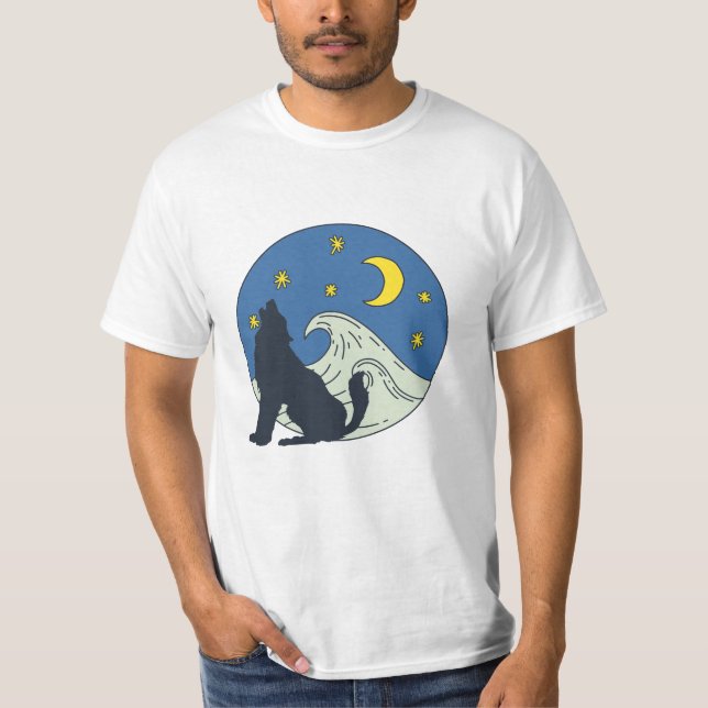 Celestial Wolf Mystical Art T - Shirt (Vorderseite)