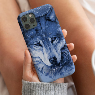 Celestial Wolf Niedlich Blue Girly Personalisiert Case-Mate iPhone 14 Hülle