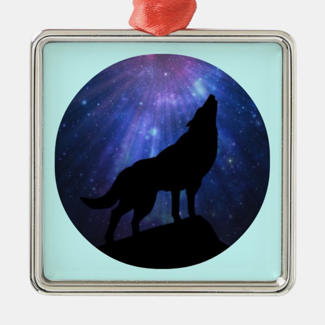 Celestial Wolf Silbernes Ornament (Vorne)