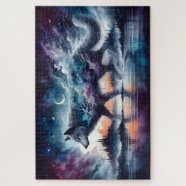 Celestial Wolf Walking Through the Stars