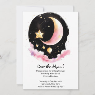 Celestial Wonder: Watercolor Girl Baby Shower Einladung