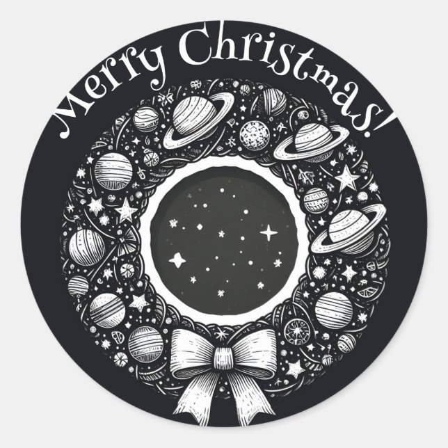 Celestial Wreath mit Sternenaufkleber Runder Aufkleber (Vorderseite)