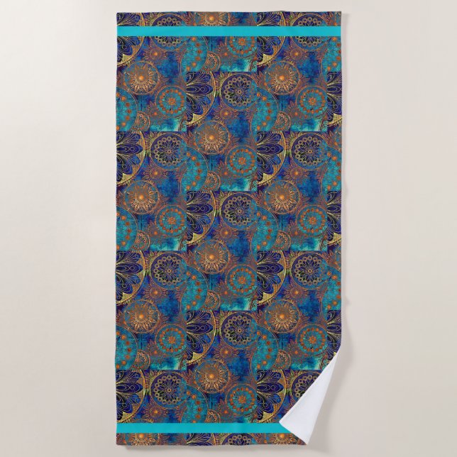Celestial Xtr Grosses Badetuch Blue Aqua Gold (Vorderseite)
