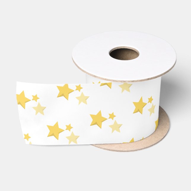 Celestial Yellow Niedlich Stars Babydusche Satinband (Spule)