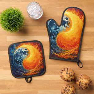 Celestial Yin Yang Art Ofenhandschuh & Topflappen-Set