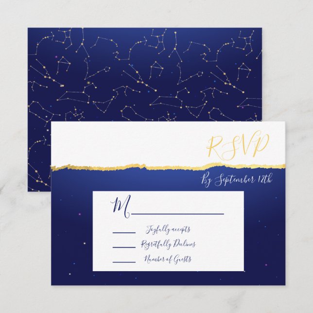 Celestial Zodiac Stars Hochzeitskarten UAWG RSVP Karte (Vorne/Hinten)