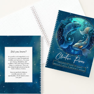 Celestial Zodiac Symbol Fantasy Pisces Birthday Notizbuch