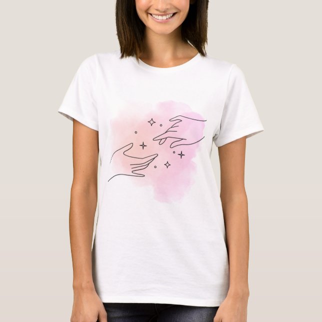 Celestiale Hände Rosa Aquarellhemd T-Shirt (Vorderseite)