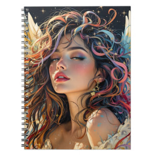 Celestiale Strahlung - Rainbow-Winged-Angel-Portra Notizblock