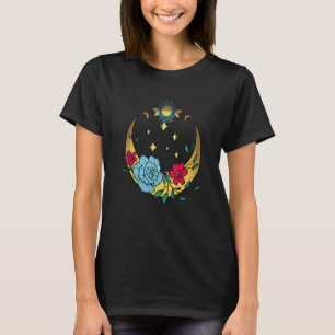 Celestialmond und Blume Boho Crescent Moon T-Shirt