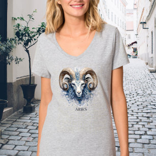 Celestis Fantasy Galaxy Zodiac Symbol Aries Frauen T-Shirt