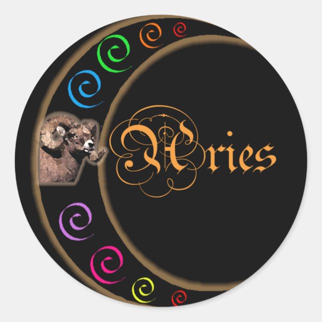 Celestrial Moon Aries Runder Aufkleber (Vorderseite)